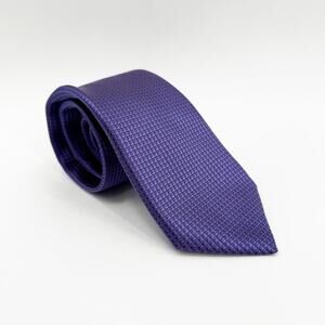 CANALI Tie 100% Silk Purple Square Geo Print Made in Italy Italian Business Men